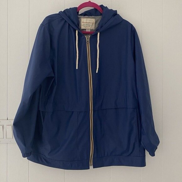 Weatherproof Vintage Women's Hooded Rain Slicker Jacket Blue Size XL - Picture 1 of 6